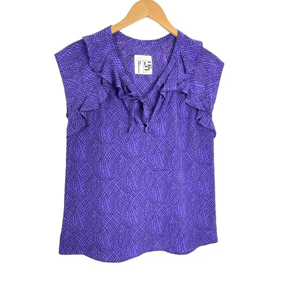 Twelfth St Cynthia Vincent | Purple Ruffle Top - Picture 1 of 5